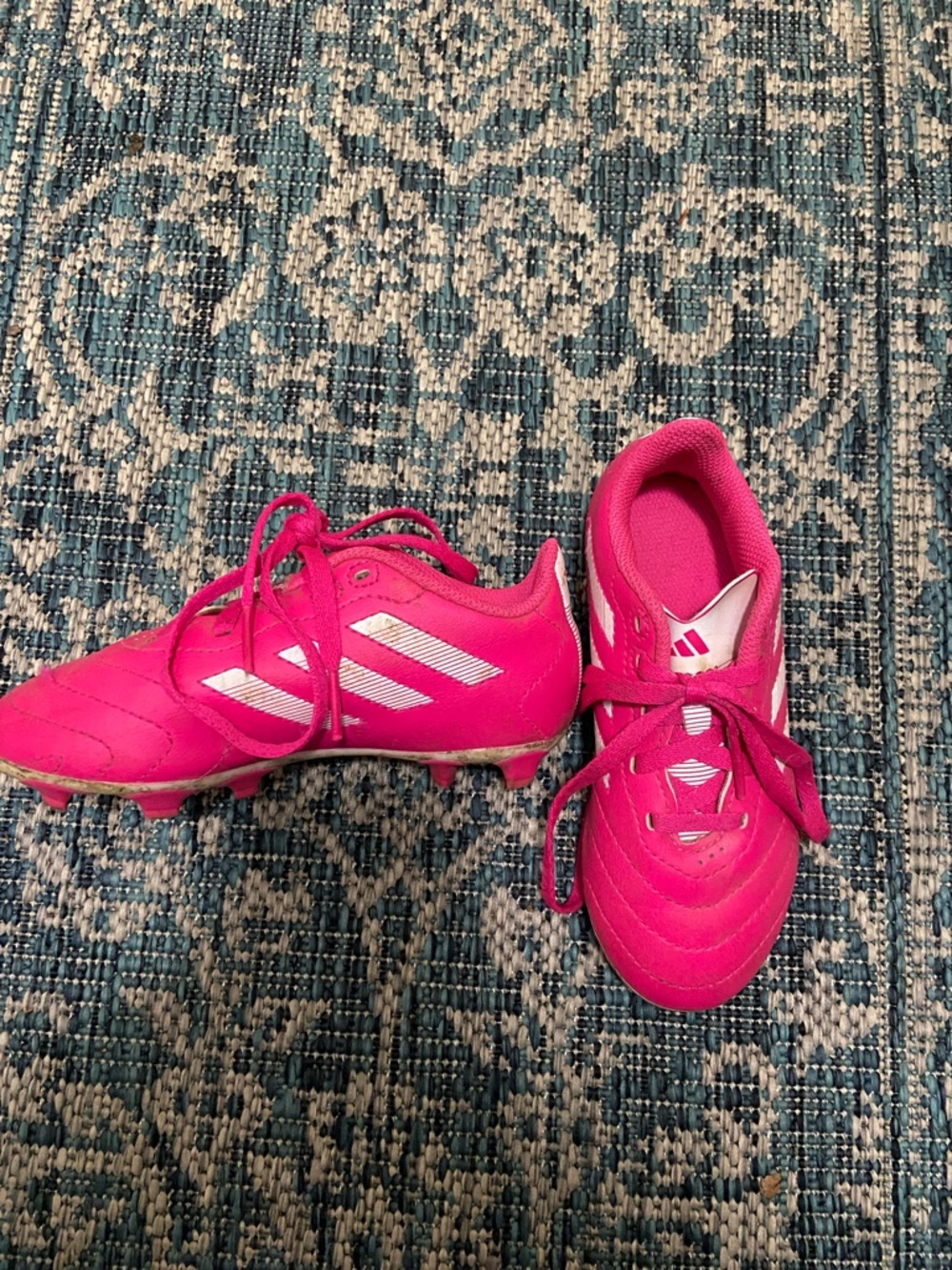 adidas Hot Pink Kids' Soccer Cleats with White Stripes